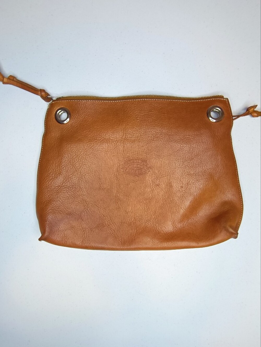 ROOTS Edie Bag Tribe Leather Clutch Brown - No Strap Replaced Pocket Lining